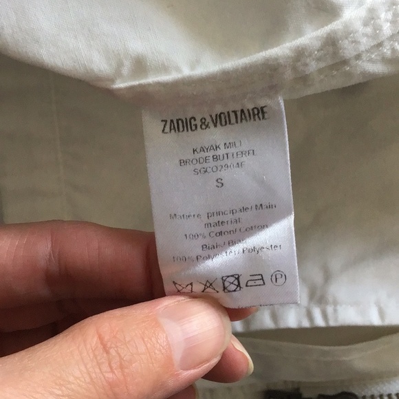 Zadig & Voltaire KAYAK MILI Embroidered Butterfly Zip Front Utility Jack, S - Picture 14 of 14